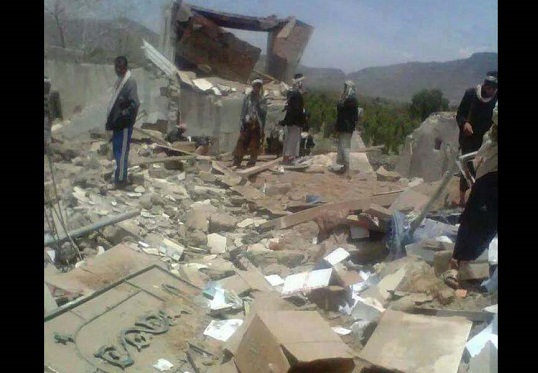 أثر مسجد بضوران آنس بمحافظة ذمار بعد تفجيره من قبل الحوثيين